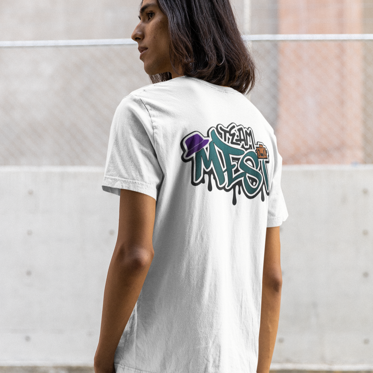 Team Mesi Logo/Graffiti Unisex Jersey Short Sleeve Tee